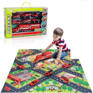 Mata Do Zabaw Edukacyjna Duży Zestaw Samochodziki Straż Pożarna