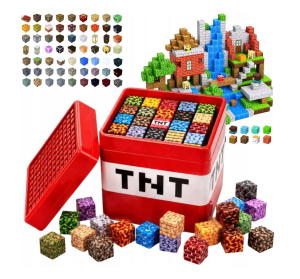 Klocki Magnetyczne Minecraft Zestaw 300szt w Pudełku TNT